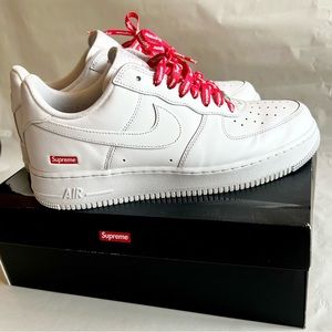 Mens Nike Air Force 1 Low SP Supreme Sz 10 White Red